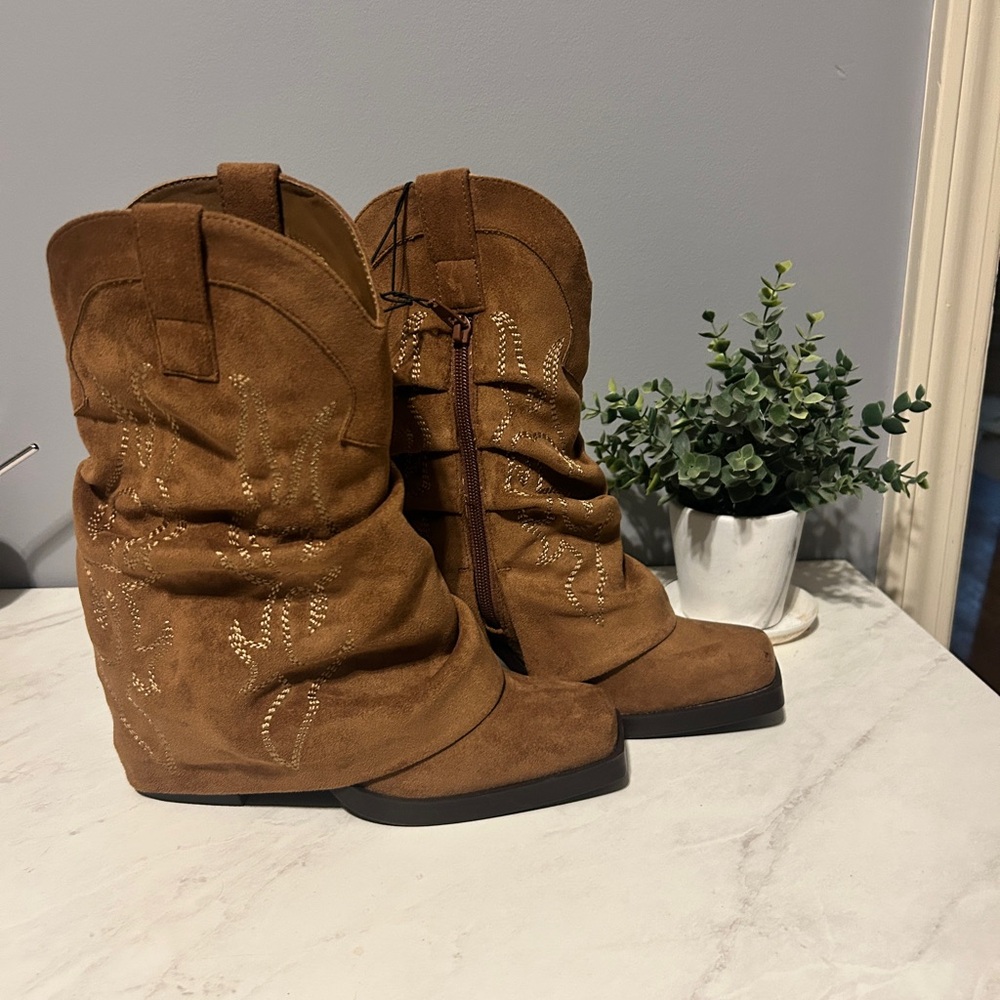 No Boundaries Brown Heeled Boots